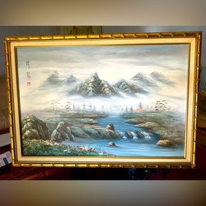 Beautiful Bamboo Framed Oil Painting